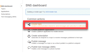 AWS SNS console